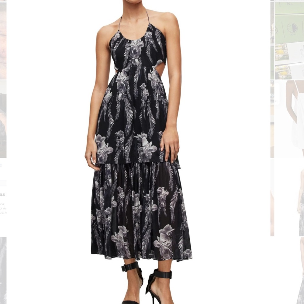 ALLSAINTS Tatum Mia Floral Cut Out Maxi Dress with tags 6 $329